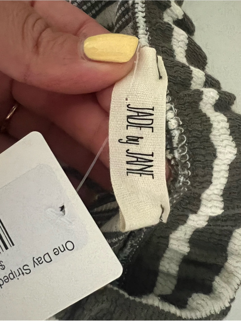 Striped Wide-Leg Tie-Waist Pants in Olive & Cream - Picture 5 of 5